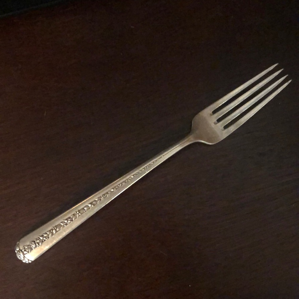 Antique sterling silver fork Rambler Rose